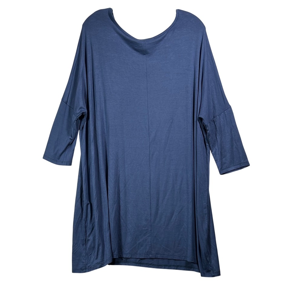Reborn J Womens 2XL Slate Blue Oversized Tunic Top 3/4 Sleeve Scoop Neck T1256XL - Picture 2 of 8